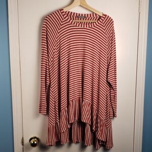 Alembika Red Striped Longsleeve Top Size Medium